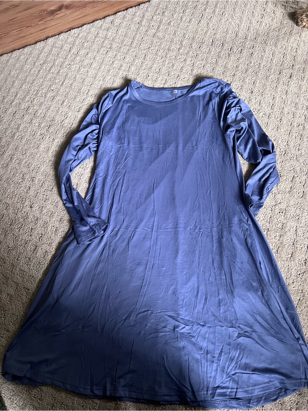 Solid Long Sleeve Swing Dress in Periwinkle Blue